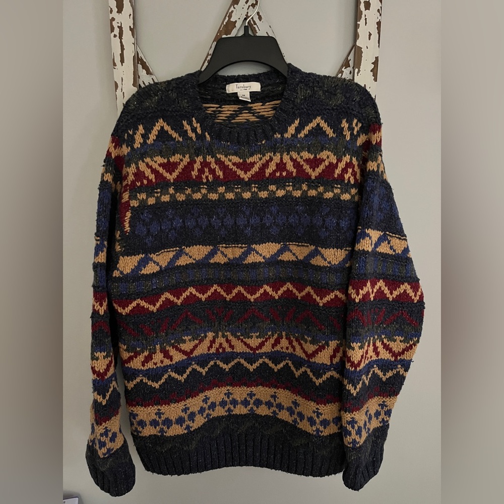 Turnbury Wool Silk‎ Cotton Blend Ski Sweater Size 44 EUC